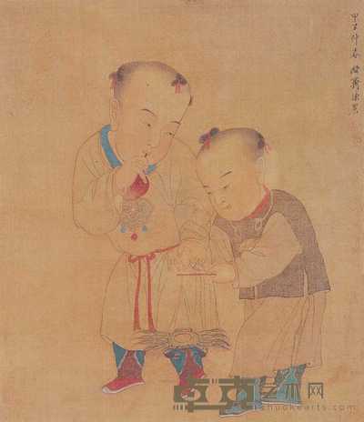 陈农 婴戏图 镜心 31×27cm